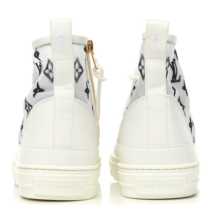 Louis Vuitton Technical Fabric Calfskin Monogram Printed Stellar Sneaker Boots 39 Blue 4 of 10