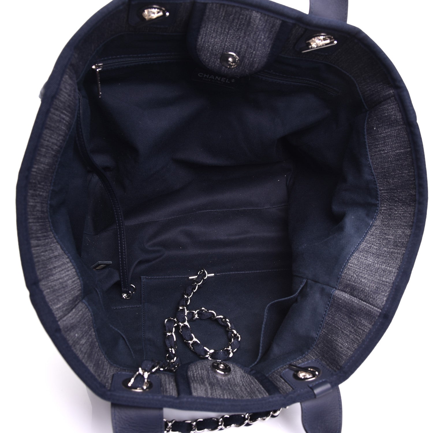 Chanel Denim Medium Deauville Tote Dark Blue 5 of 9