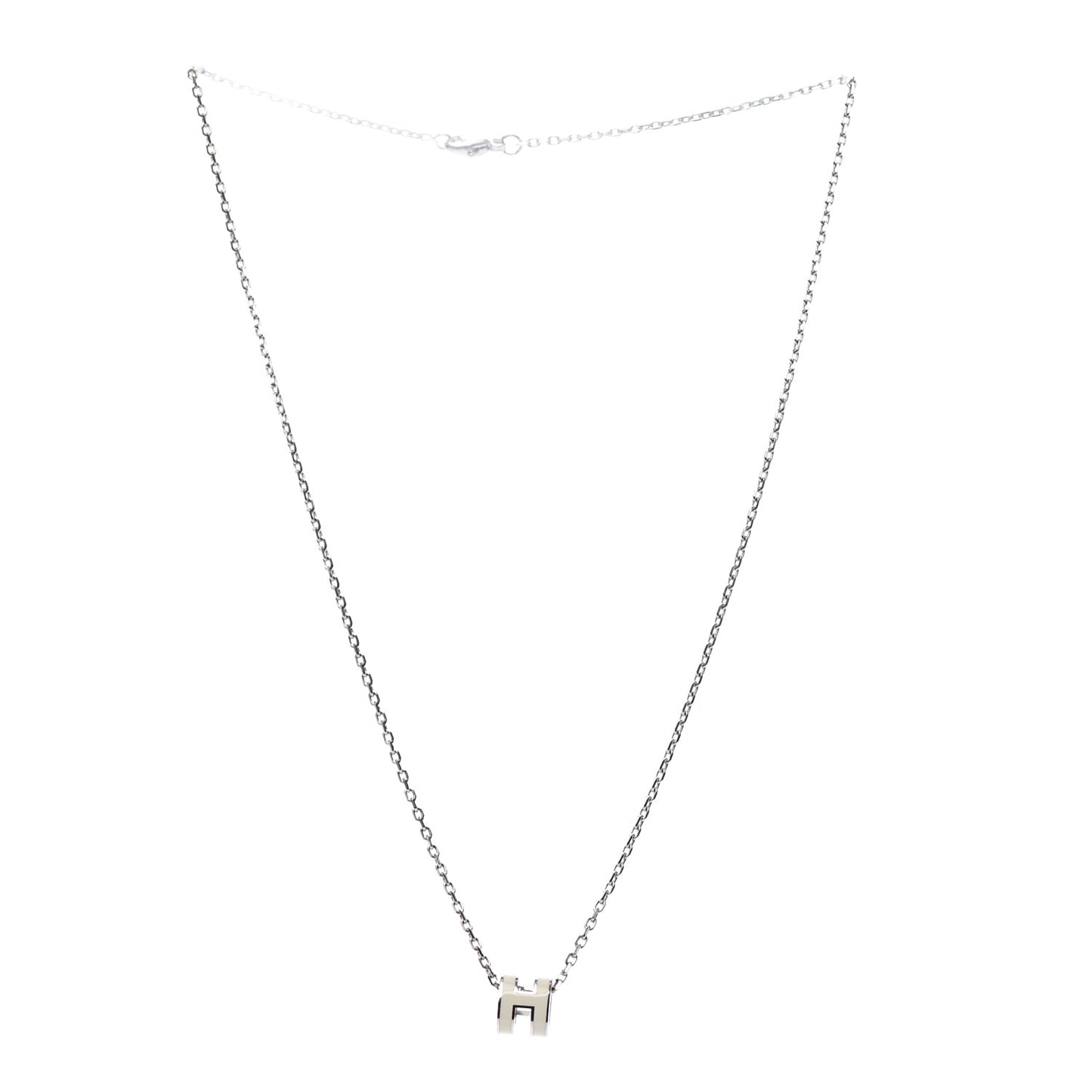 Lacquered Palladium Mini Pop H Pendant Necklace White