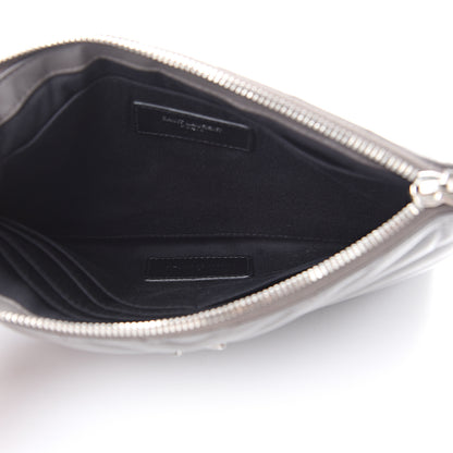 Saint Laurent Calfskin Matelasse Chevron Monogram A5 Wristlet Earth 4 of 10