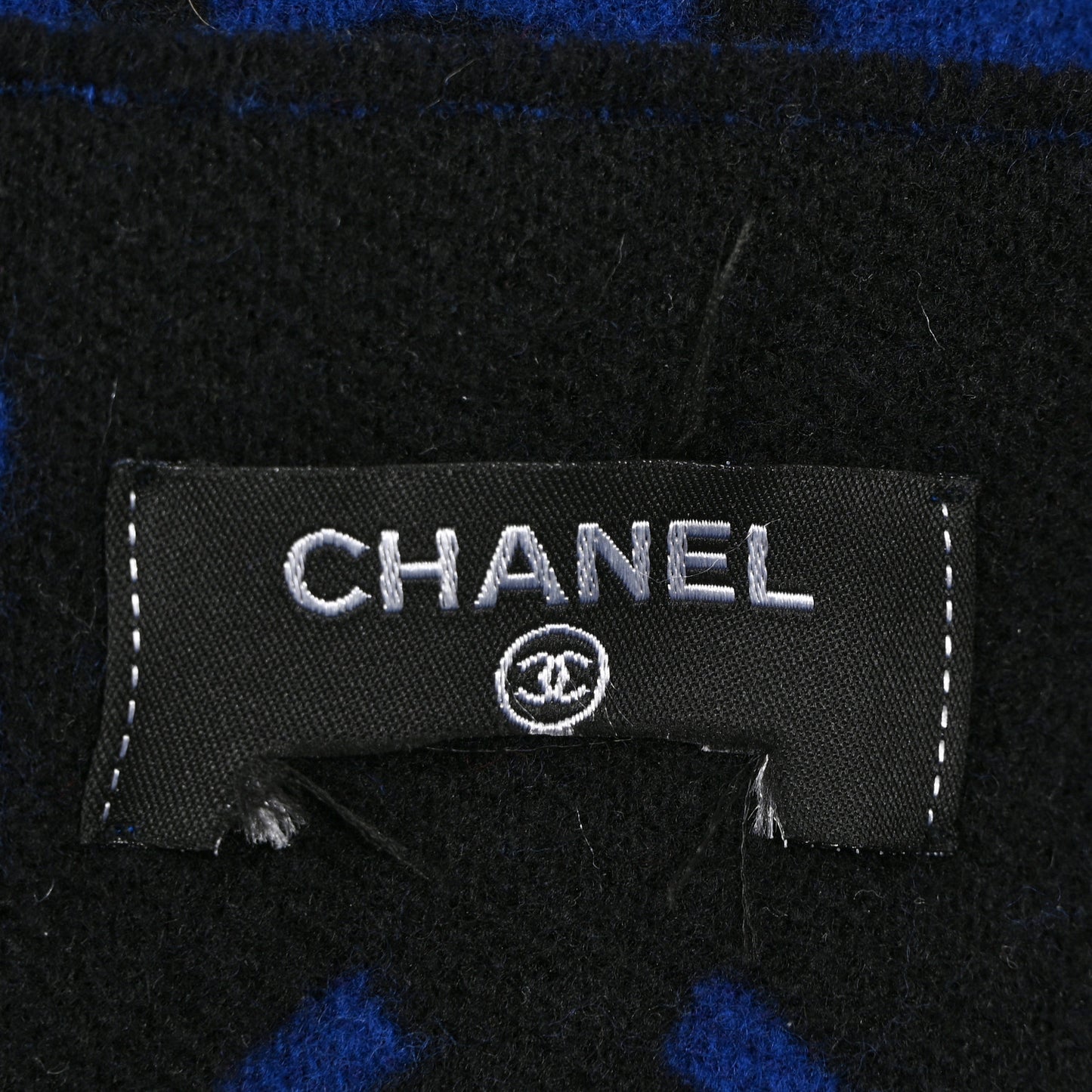 Wool Cashmere CC Scarf Blue Black