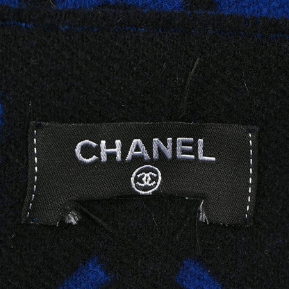Chanel Wool Cashmere CC Scarf Blue Black 4 of 4