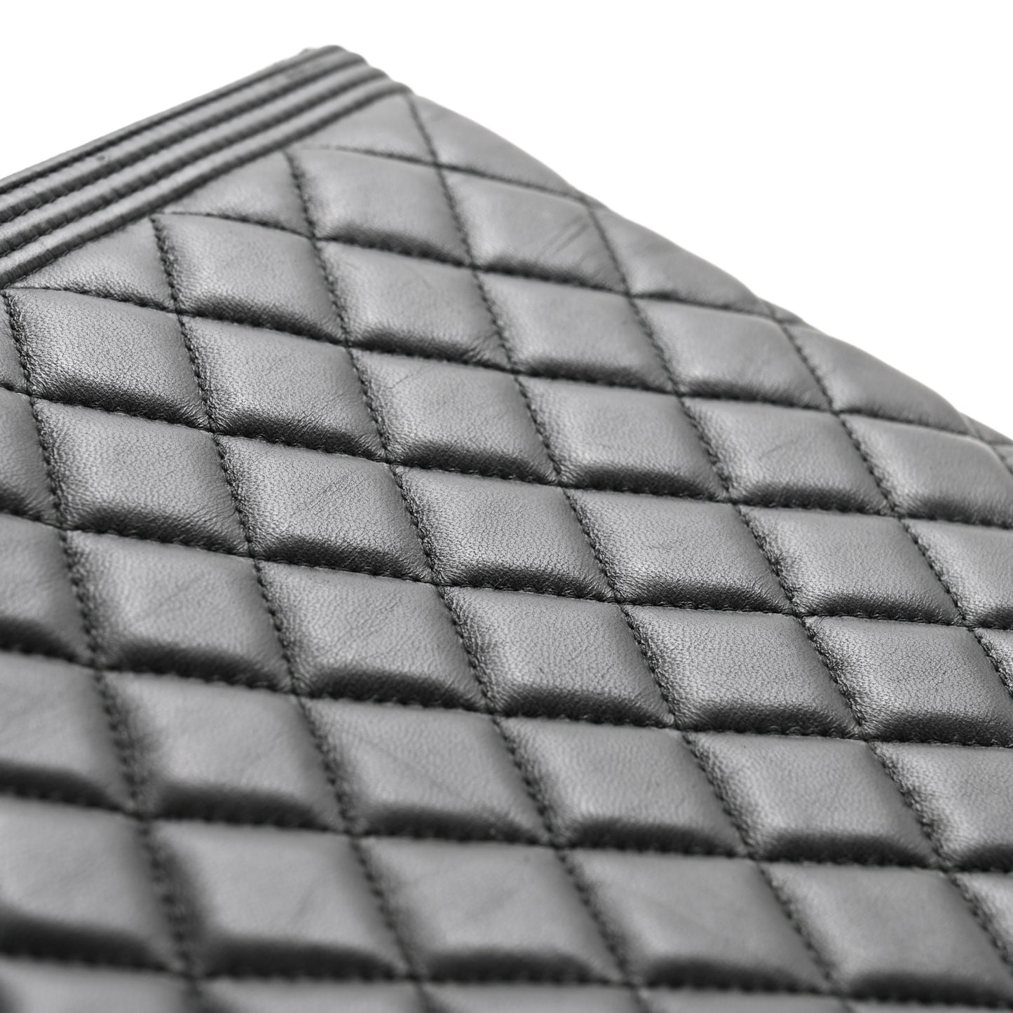 Lambskin Quilted Medium Boy Cosmetic Case Black