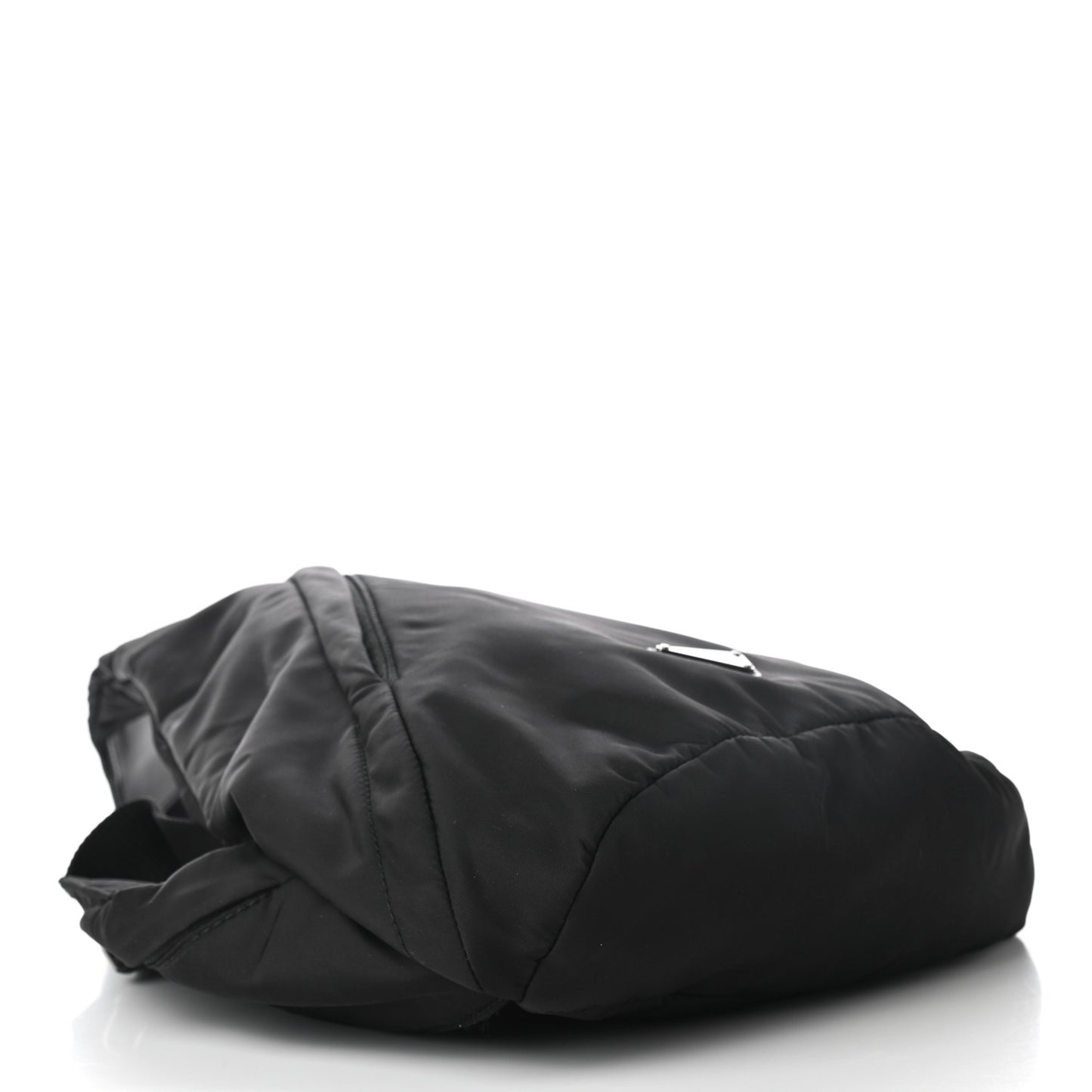 Re-Nylon Vitello Metal Triangle Logo Sling Backpack Black