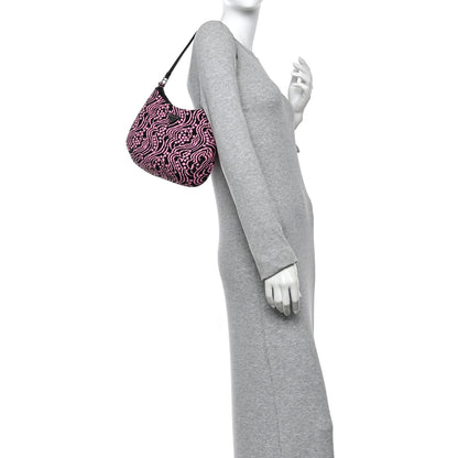 Prada Maglia Jacquard Cleo Shoulder Bag Black Rosa 2 of 10