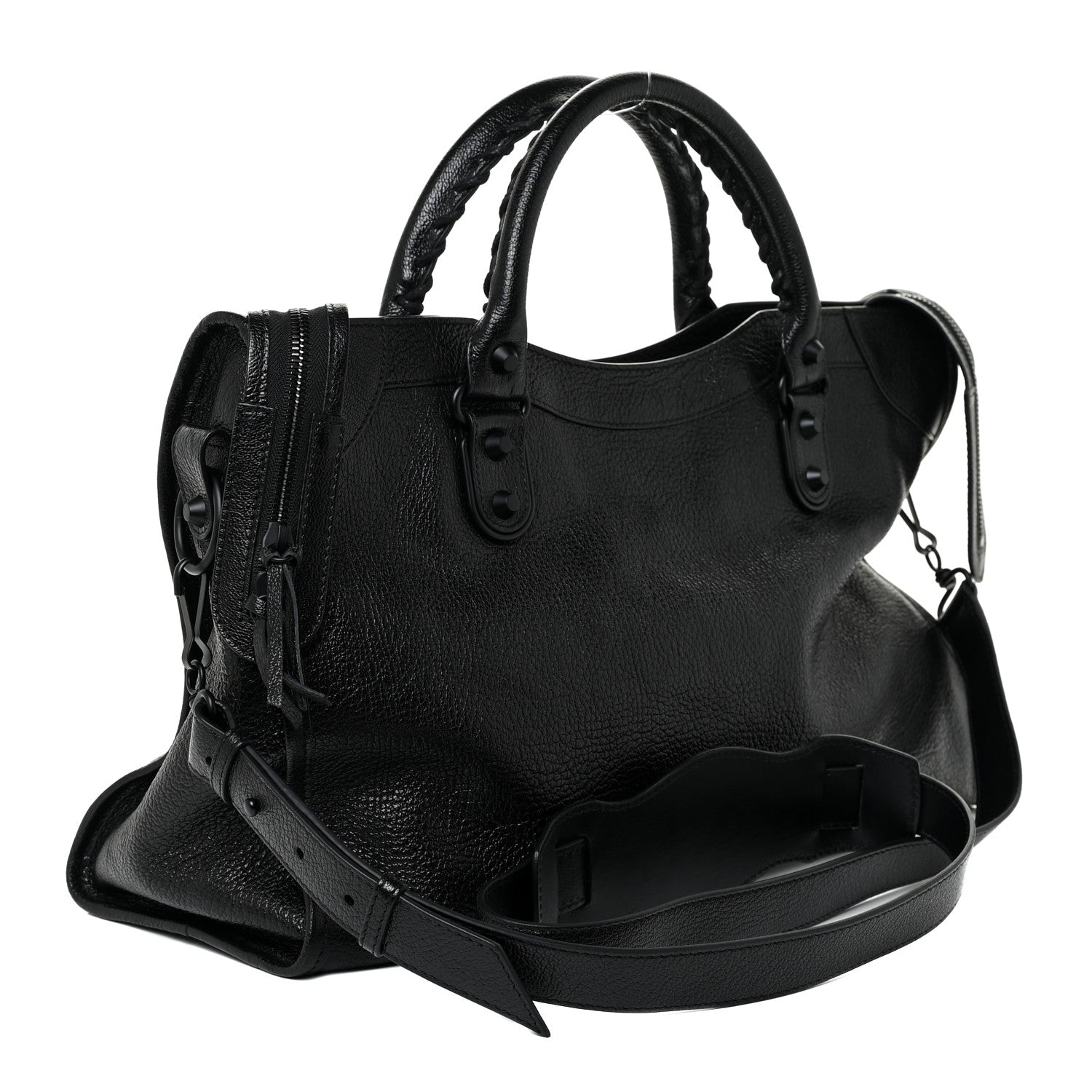 Balenciaga Shiny Grained Goatskin Black Metallic Edge City Black 4 of 10