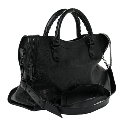 Balenciaga Shiny Grained Goatskin Black Metallic Edge City Black 4 of 10