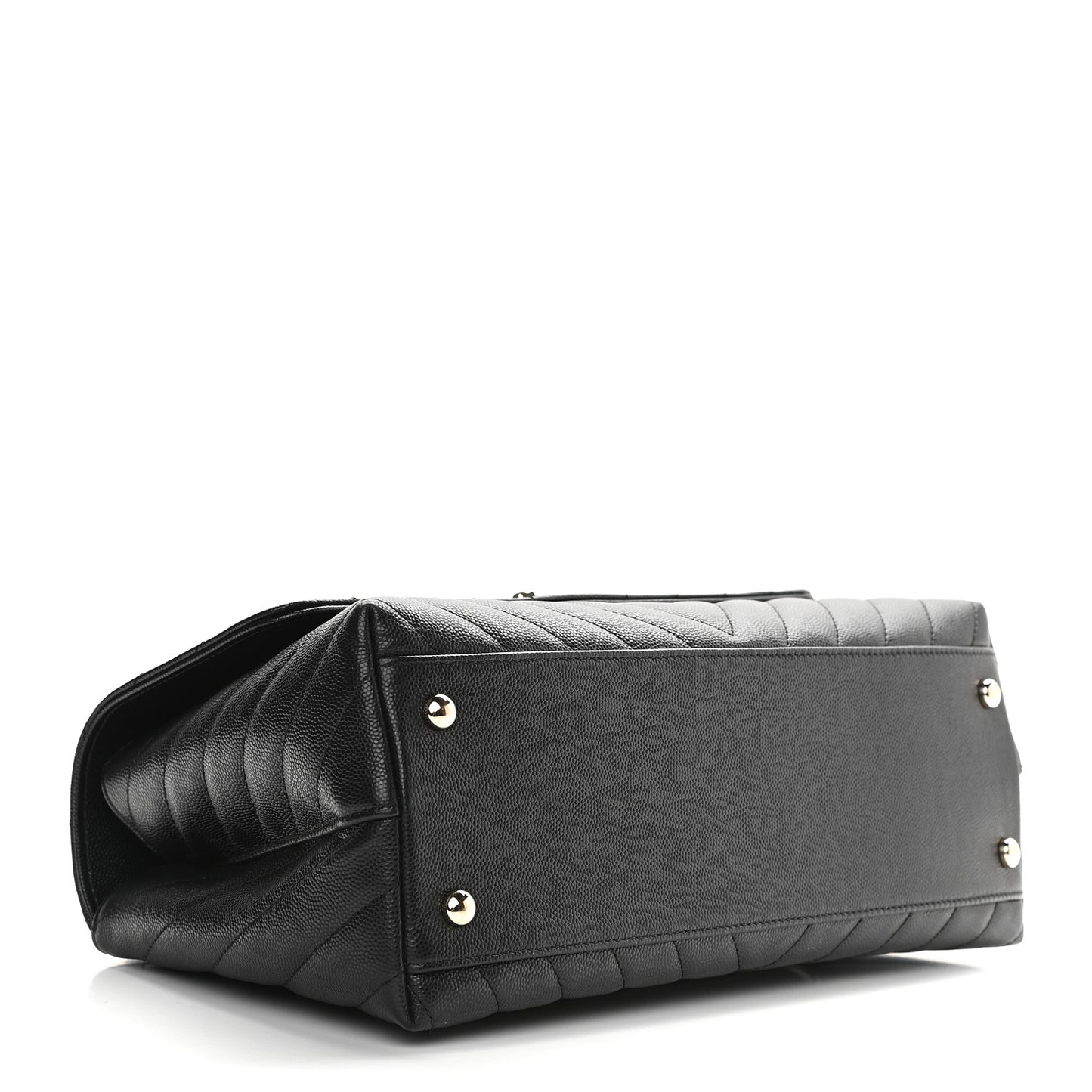Caviar Lizard Embossed Quilted Chevron Small Coco Handle Flap Black