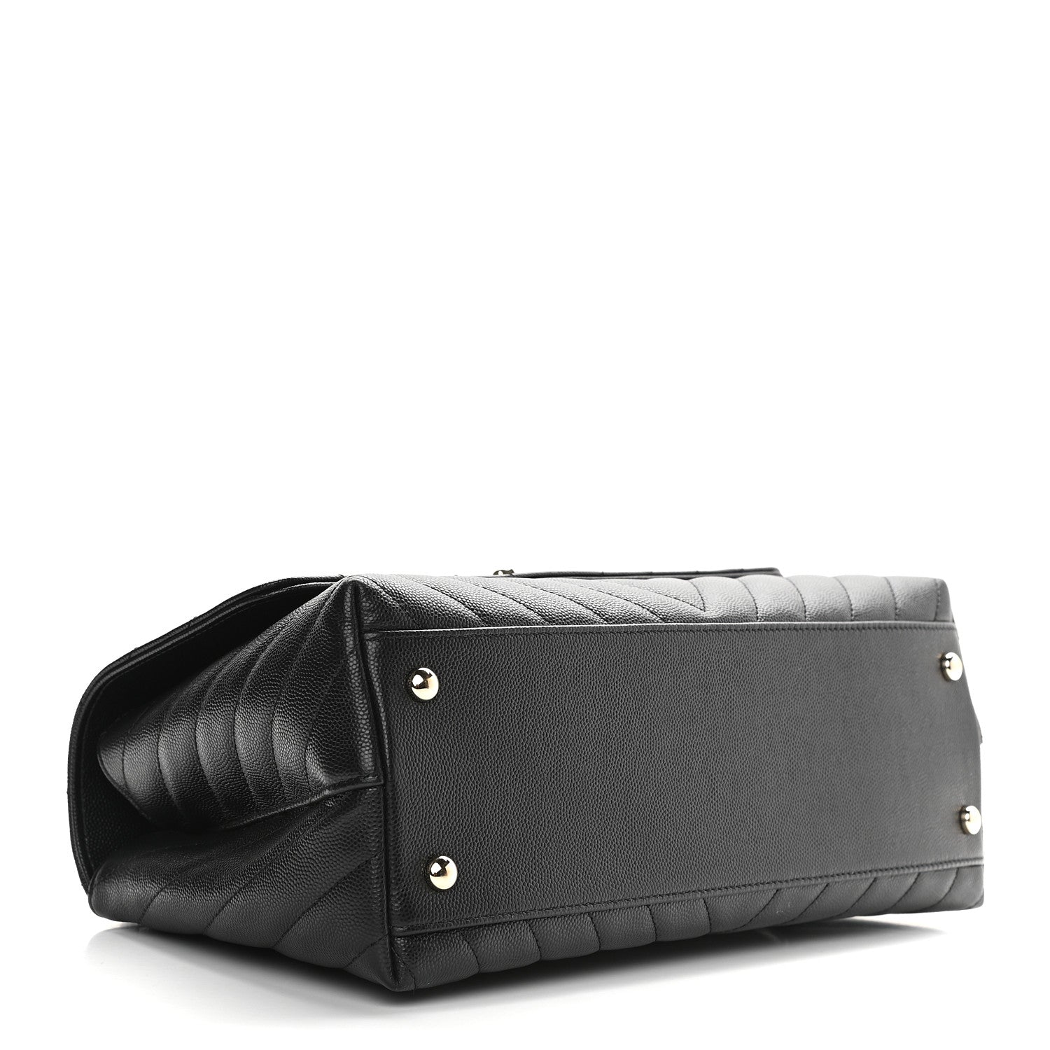 Chanel Caviar Lizard Embossed Quilted Chevron Small Coco Handle Flap Black 4 of 9