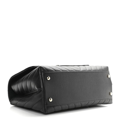Chanel Caviar Lizard Embossed Quilted Chevron Small Coco Handle Flap Black 4 of 9