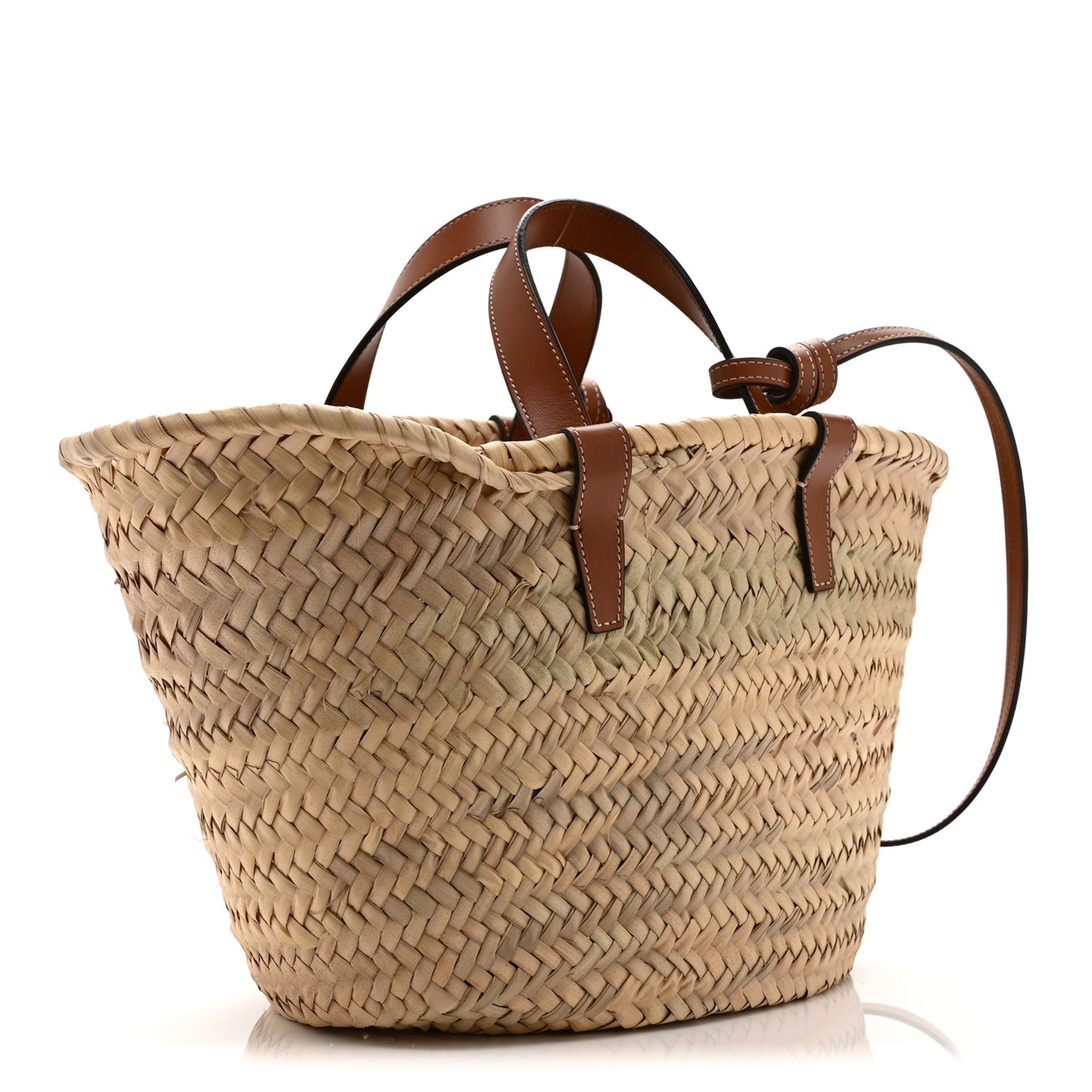 Raffia Calfskin Triomphe Teen Panier Tan