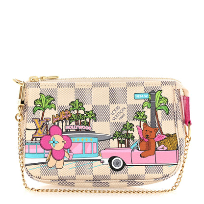 Louis Vuitton Damier Azur 2021 Christmas Animation Hollywood Mini Pochette Accessories Fuchsia 1 of 8