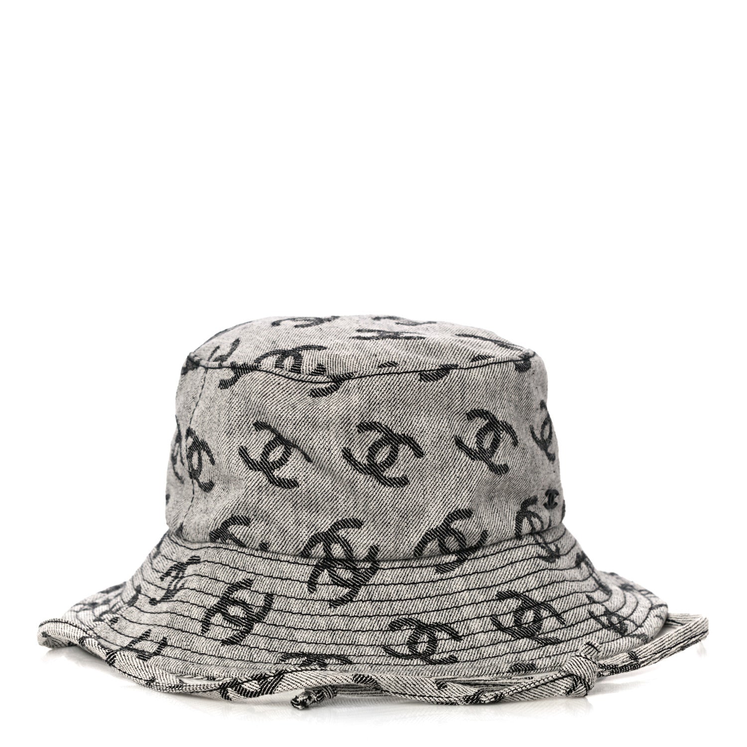 Chanel Denim CC Bucket Hat L White Black 3 of 7