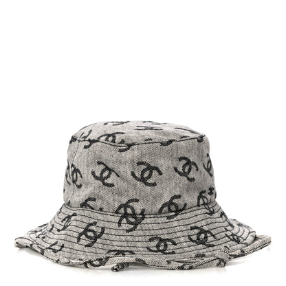 Chanel Denim CC Bucket Hat L White Black 3 of 7