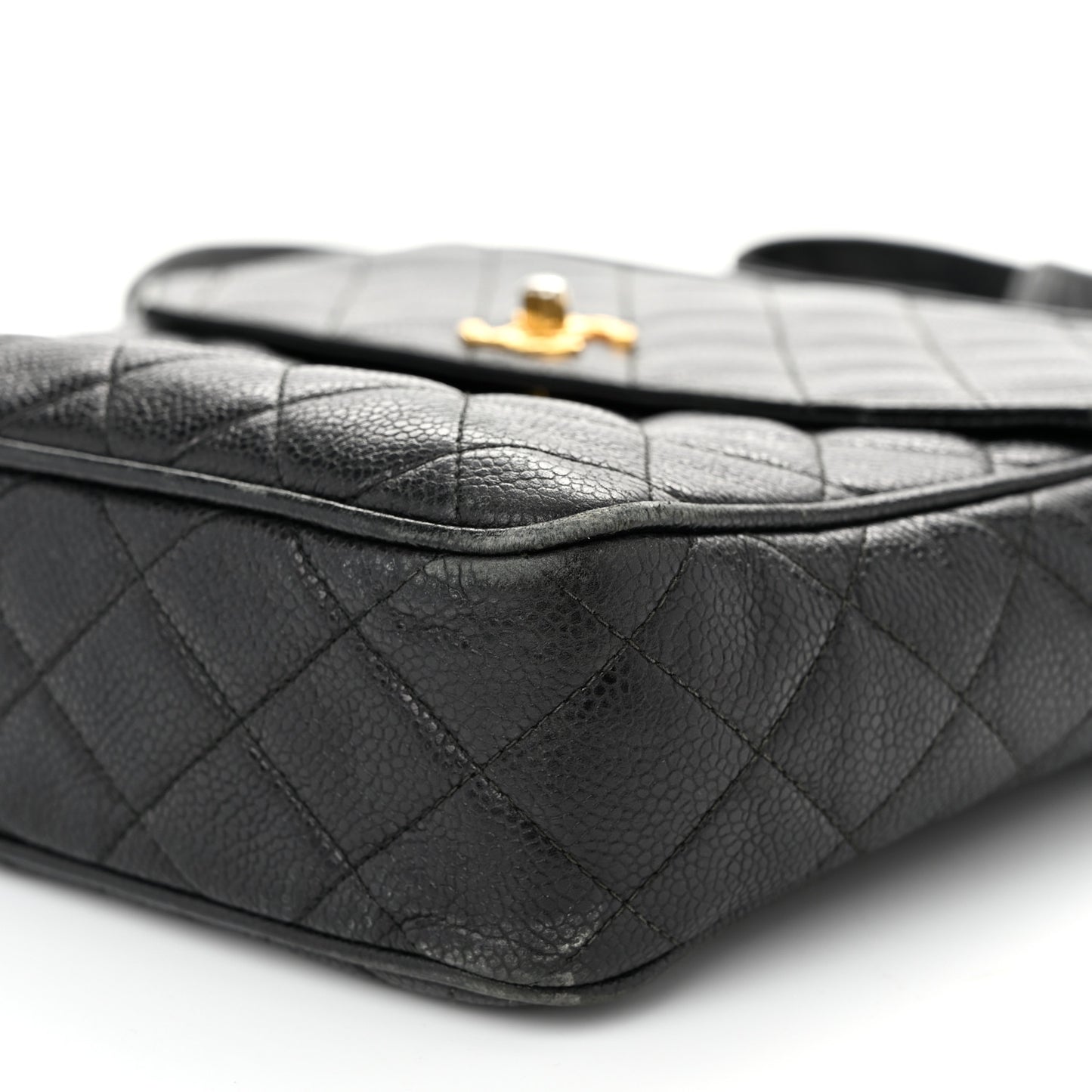 Caviar Quilted Flap Shoulder Bag Black