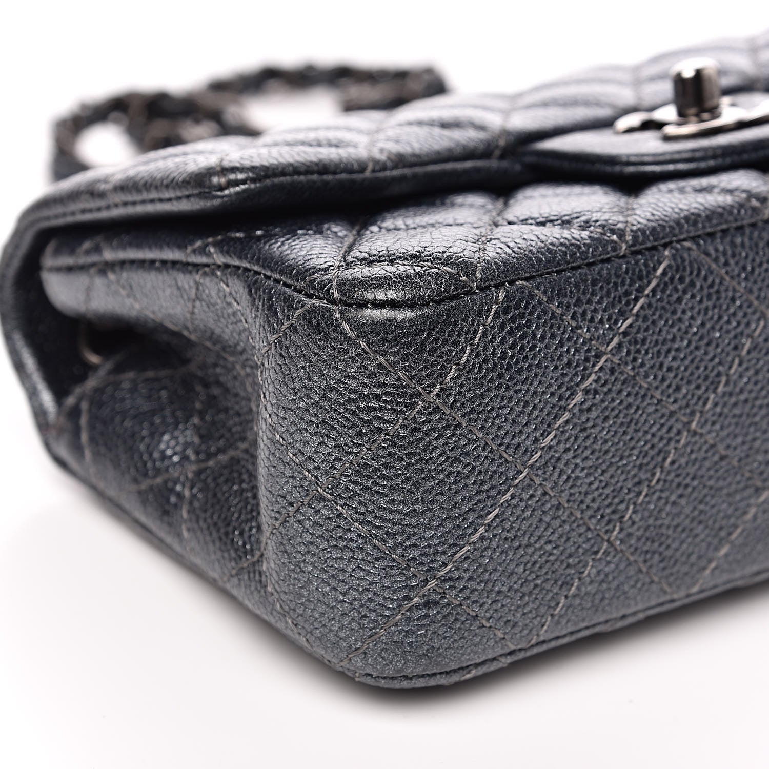 Chanel Pearly Caviar Quilted Mini Rectangular Flap Grey 8 of 13