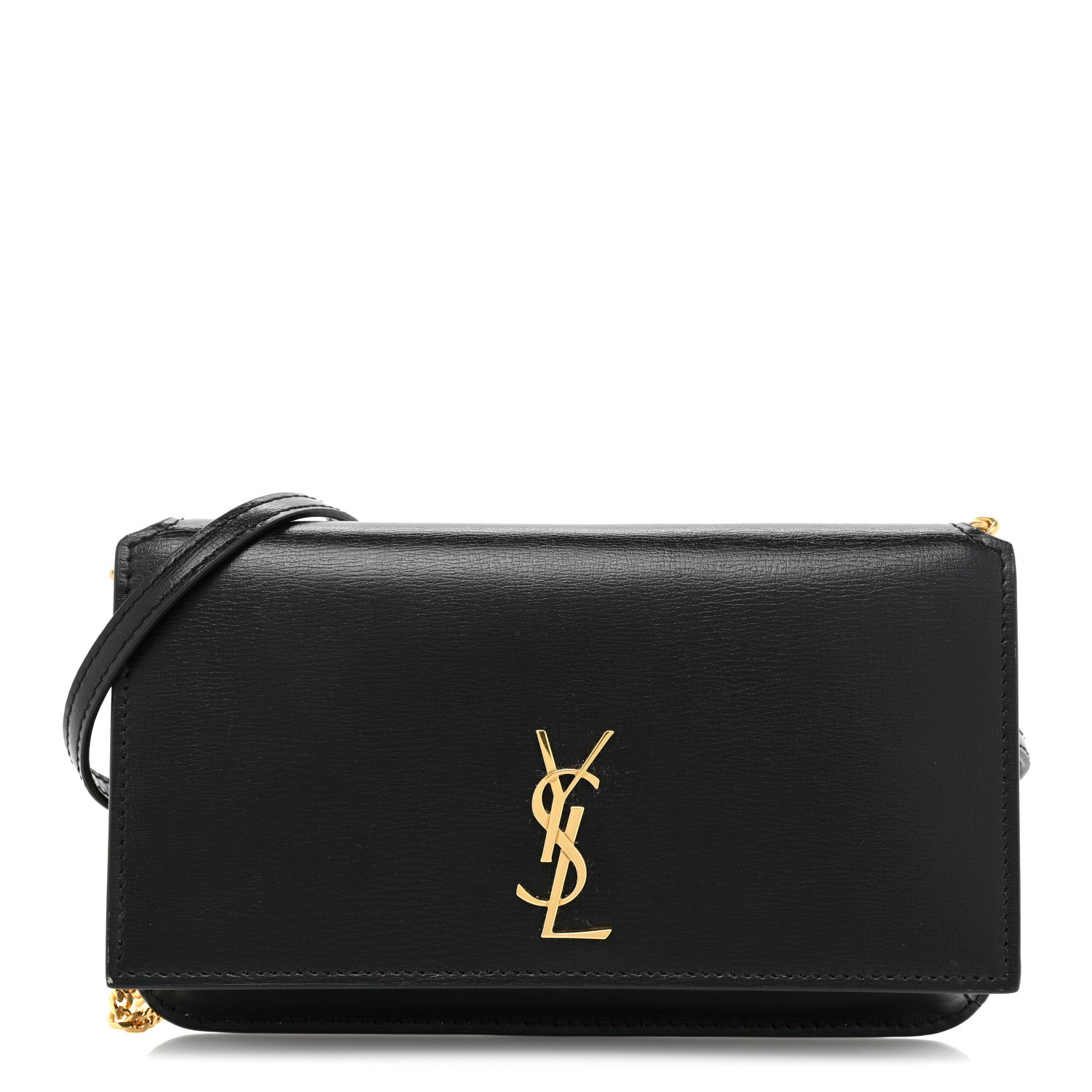 Saint Laurent Smooth Calfskin Monogram Phone Holder Crossbody Black 1 of 9