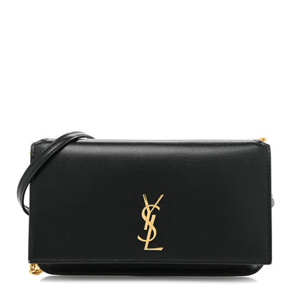 Saint Laurent Smooth Calfskin Monogram Phone Holder Crossbody Black 1 of 9