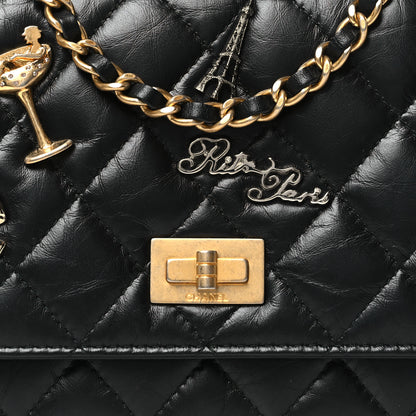 Chanel Aged Calfskin Quilted Lucky Charms 2.55 Reissue Wallet On Chain WOC Black 9 of 12
