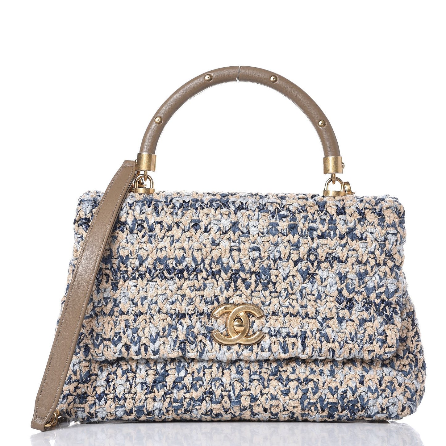 Crochet Small Coco Handle Flap Beige