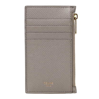 Celine Grained Calfskin Zipped Card Holder Pebble 1 of 3