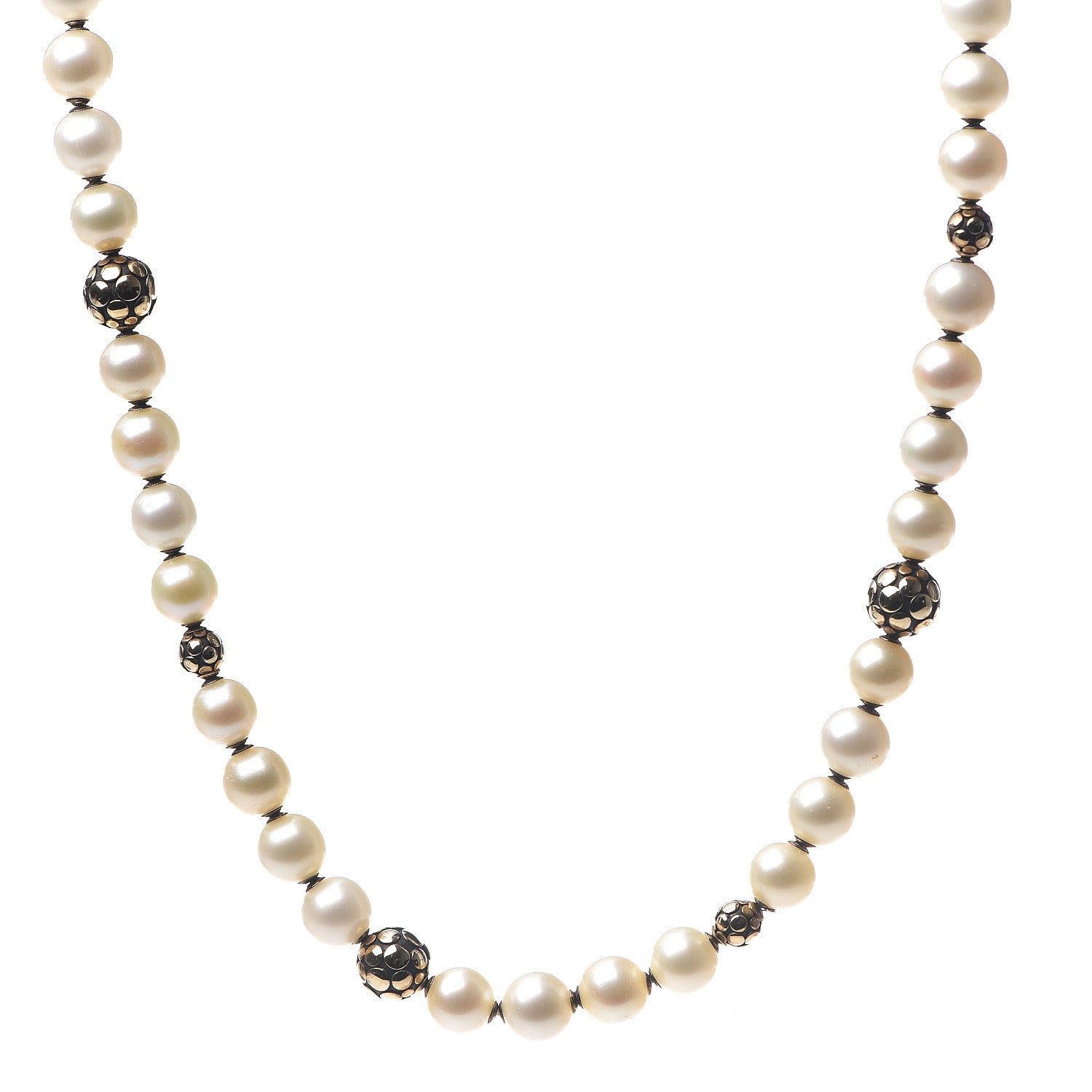 John Hardy Sterling Silver 18K Yellow Gold Freshwater Pearl Dot Necklace 1 of 4