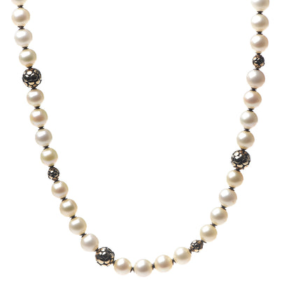 John Hardy Sterling Silver 18K Yellow Gold Freshwater Pearl Dot Necklace 1 of 4