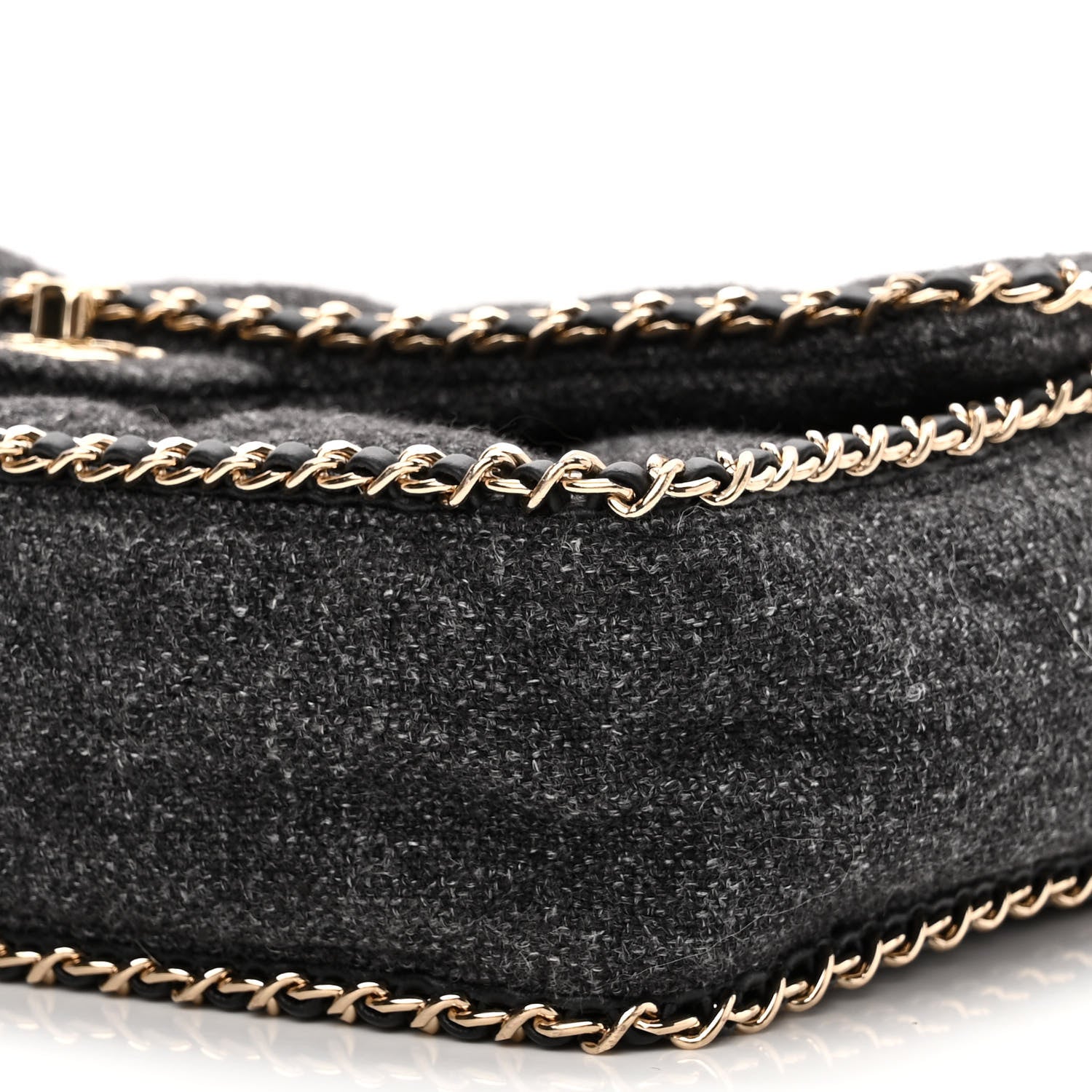 Chanel Wool Tweed Quilted Coco Neige Chain Around Flap Black 10 of 10