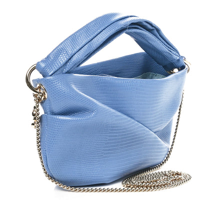 Jimmy Choo Calfskin Lizard Embossed Bonny Shoulder Bag Blue 3 of 10