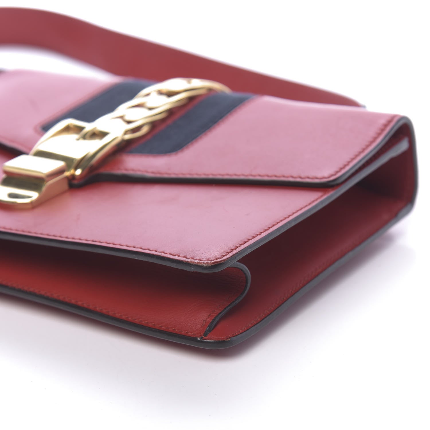 Gucci Calfskin Small Sylvie Shoulder Bag Hibiscus Red 12 of 15