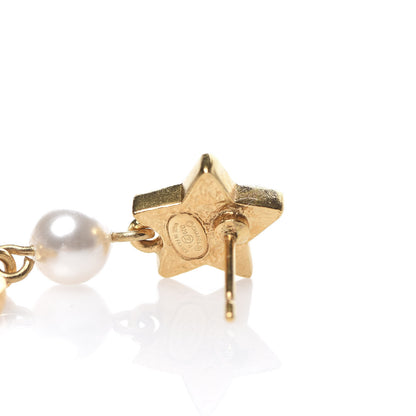 Chanel Crystal Pearl CC Star Drop Earrings Gold 3 of 4