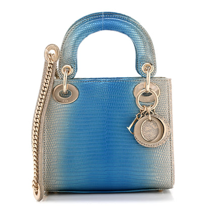 Christian Dior Lizard Gradient Mini Lady Dior Metal Blue 1 of 12