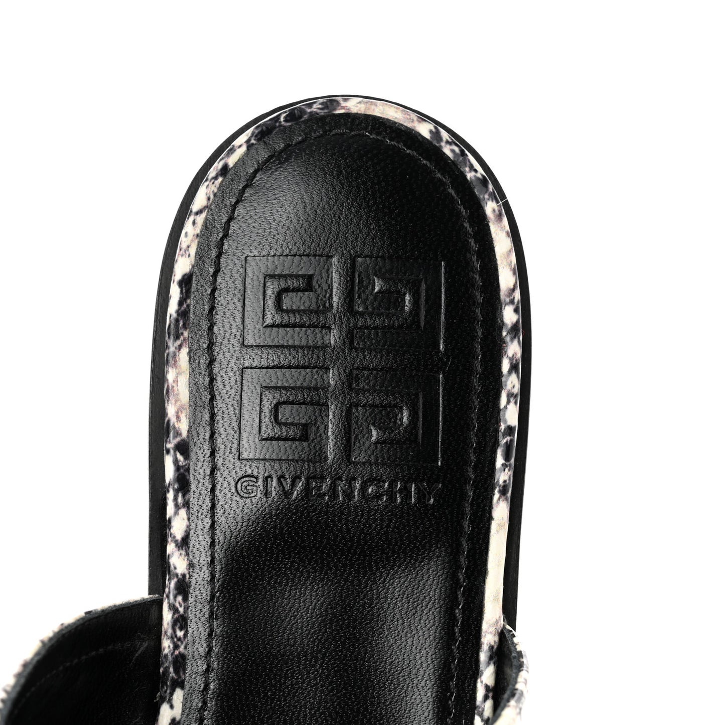 Calfskin Python Print 4G Flat Sandals 38.5 Stone Grey