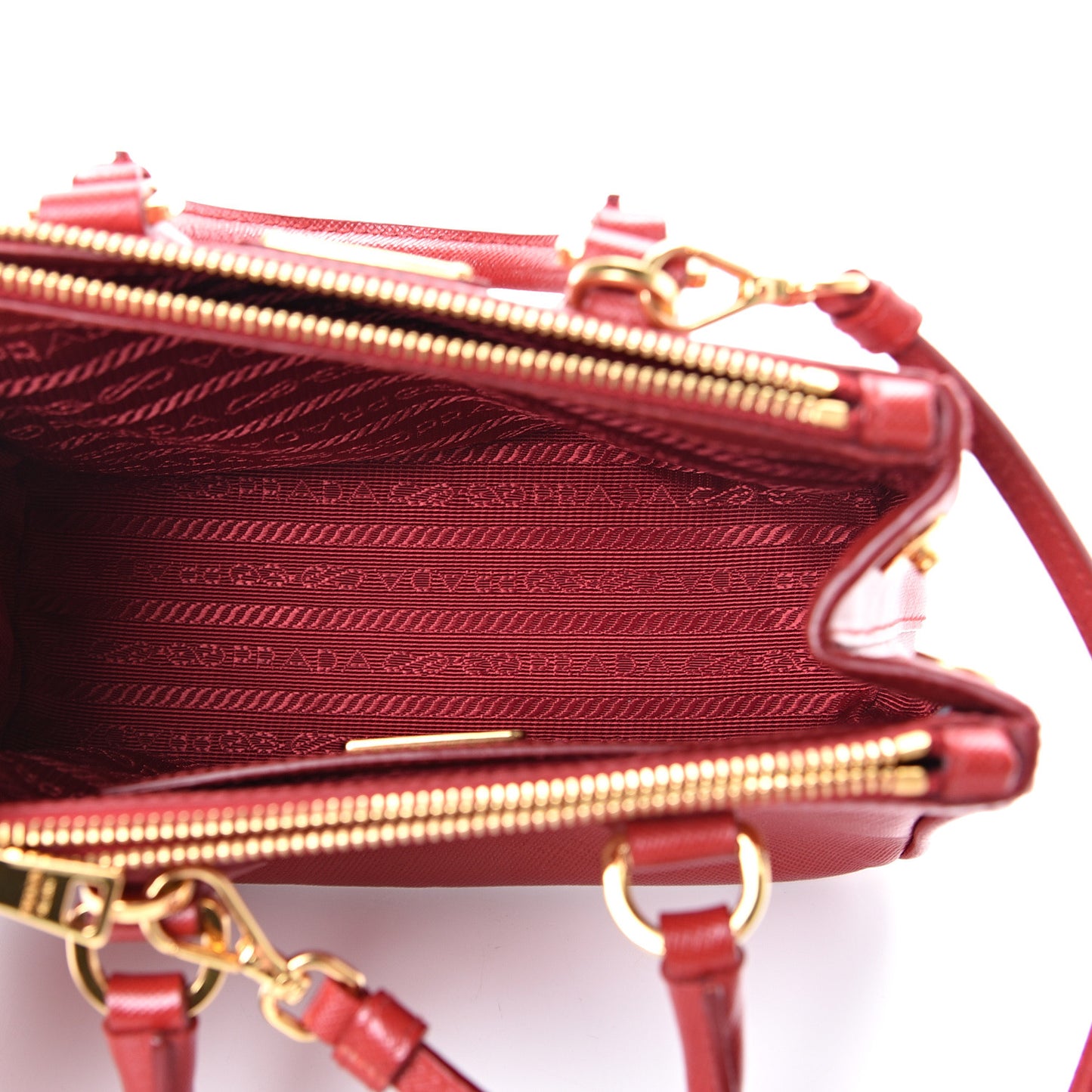 Saffiano Micro Galleria Double Zip Tote Fuoco