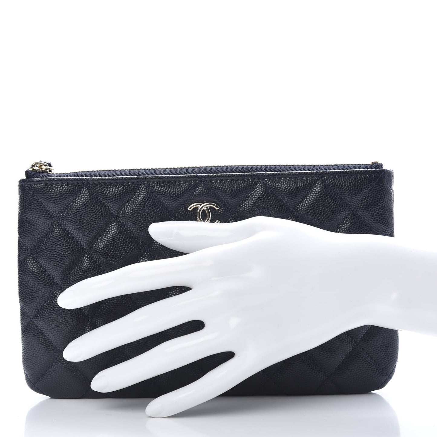 Caviar Quilted Cosmetic Case Navy