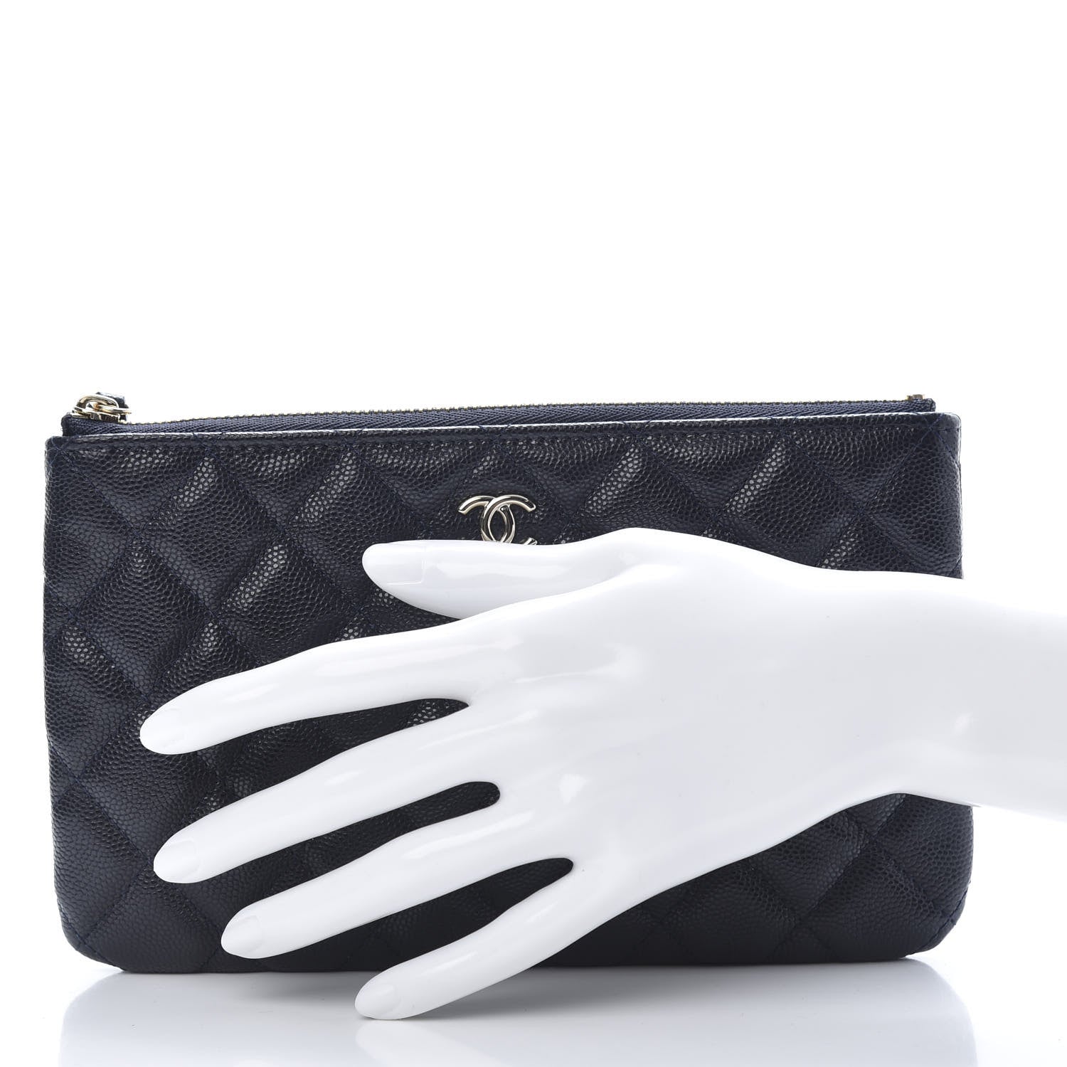 Chanel Caviar Quilted Cosmetic Case Navy 2 of 8