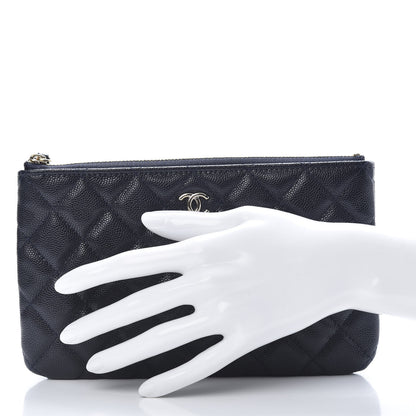 Chanel Caviar Quilted Cosmetic Case Navy 2 of 8