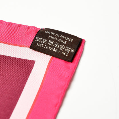 Hermes Silk Robe Du Soir Pop Pocket Square Rose Indien Rouge Vert 5 of 5
