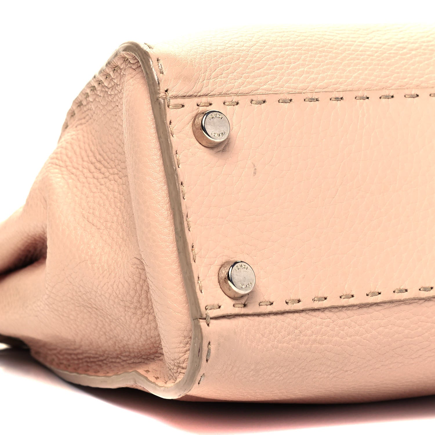 Fendi Cuoio Romano Selleria Bi-Color Medium Peekaboo Iconic Satchel Rosa Plaster Pesca 8 of 9