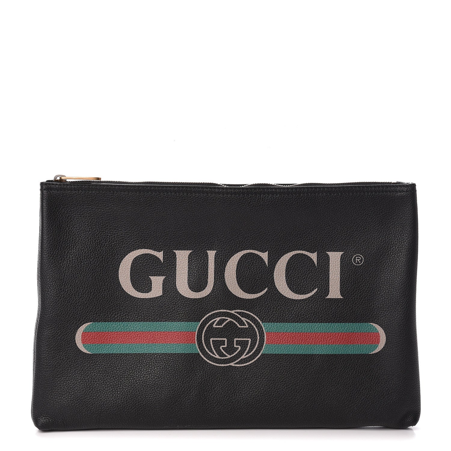 Gucci Pebbled Calfskin Large Logo Portfolio Clutch Black 1 of 6