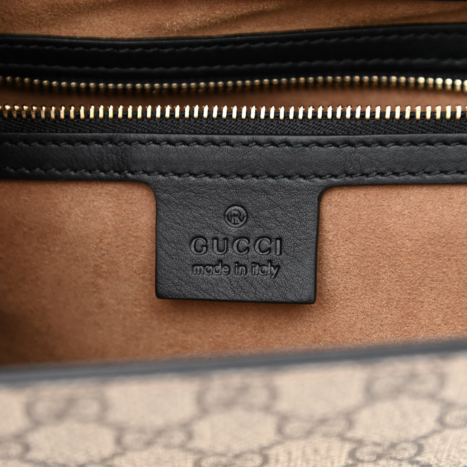 Gucci GG Supreme Monogram Calfskin Small Padlock Top Handle Bag Beige Black Cuir 6 of 10