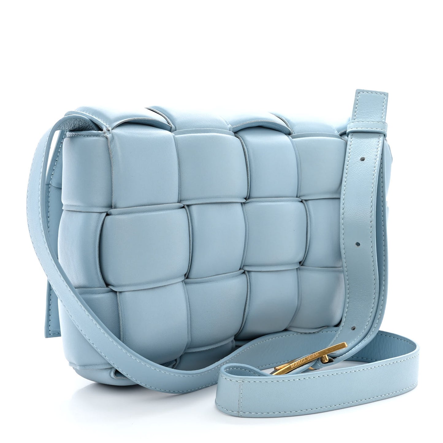 Nappa Maxi Intreccio Padded Cassette Crossbody Bag Ice