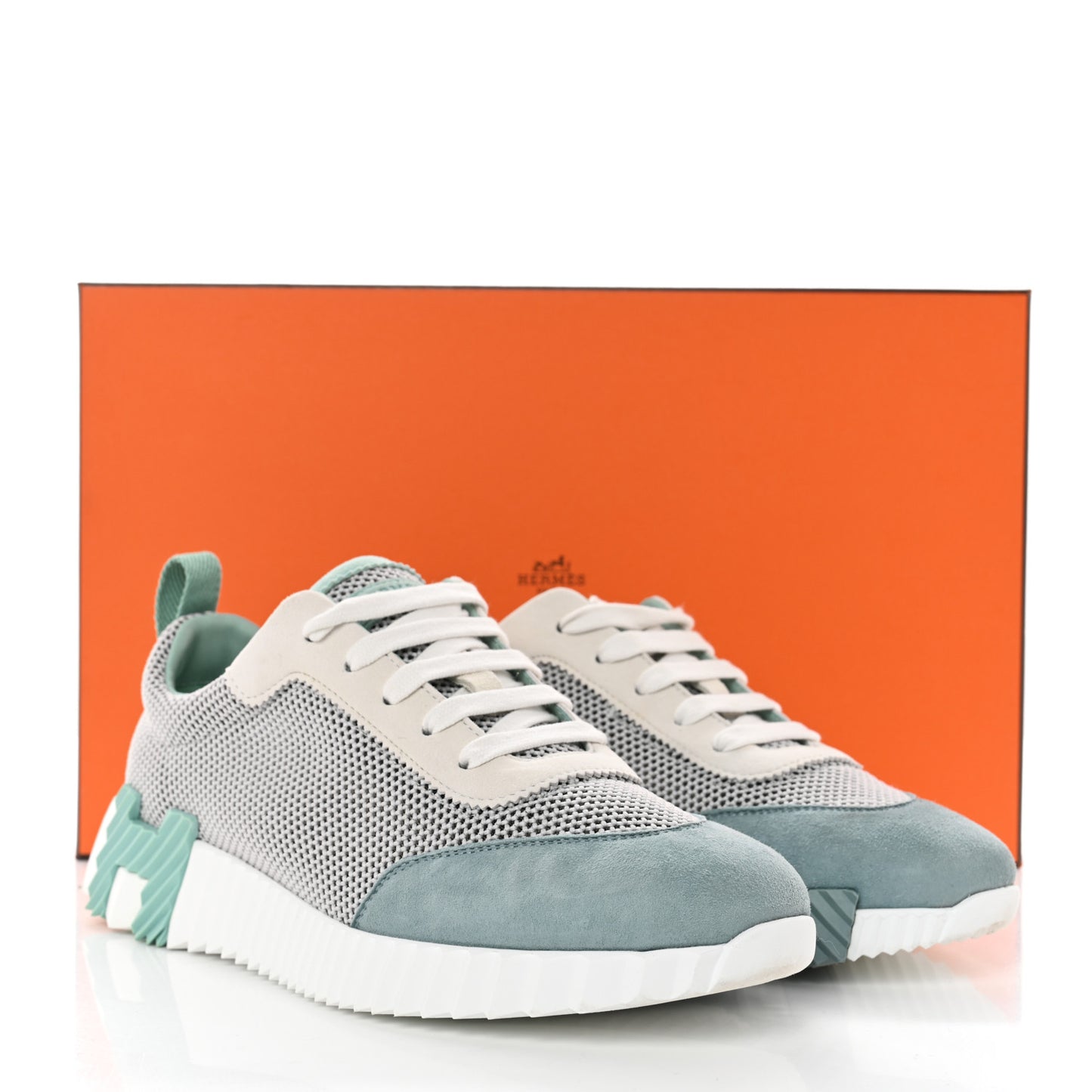Air Mesh Suede Goatskin Bouncing Sneakers 37 Vert D'Eau