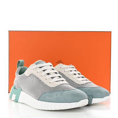 Hermes Air Mesh Suede Goatskin Bouncing Sneakers 37 Vert D'Eau 8 of 8