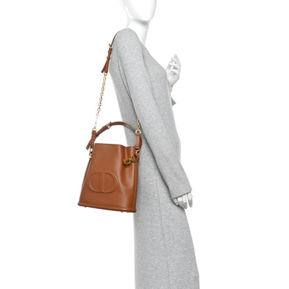 Christian Dior Calfskin CD Embossed Medium C'est Chain Bucket Bag Golden Saddle 2 of 9