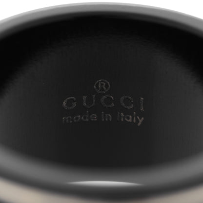 Gucci Black Synthetic Corundum 18K White Gold 12mm Icon Band Ring 53 6.25 4 of 6
