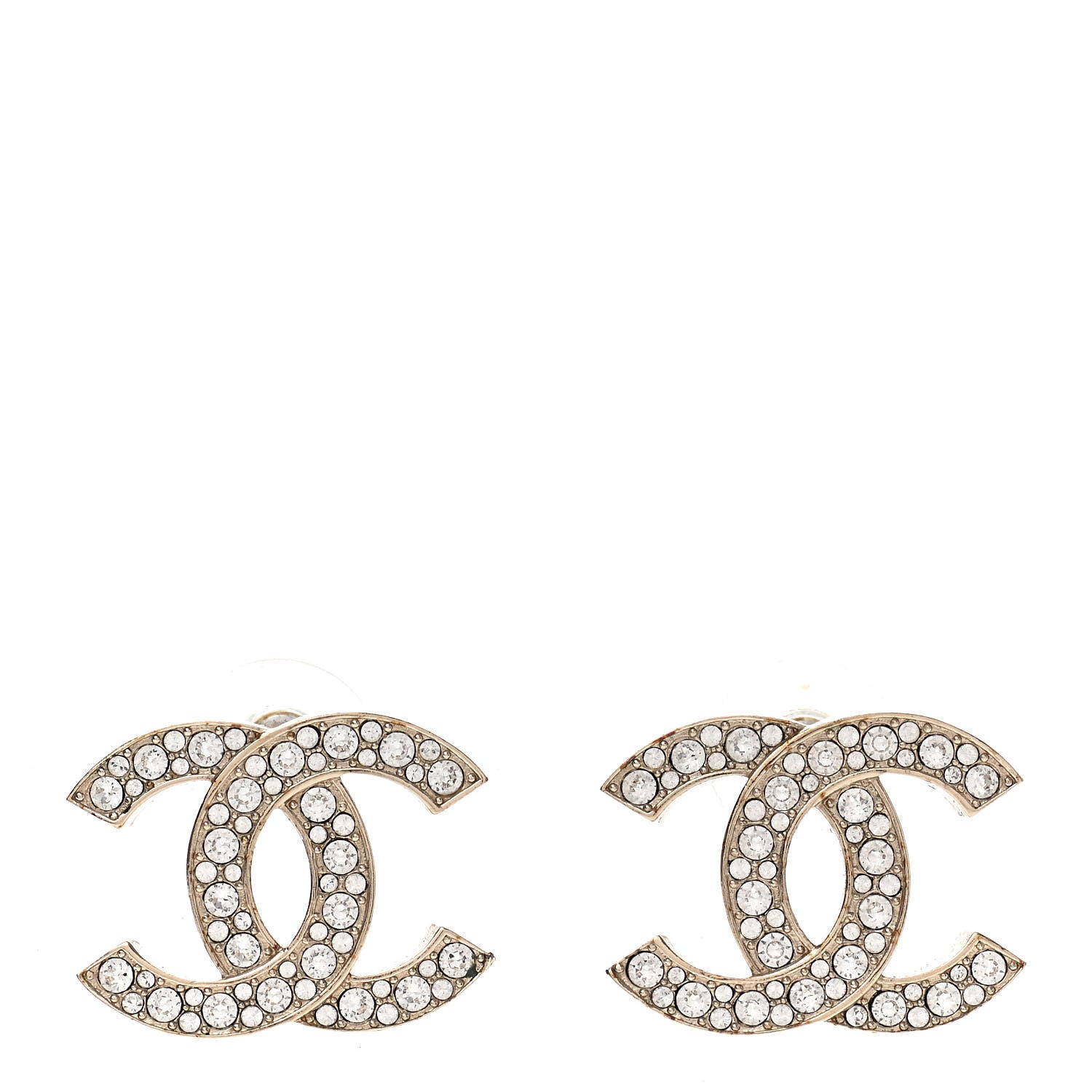 Chanel Crystal CC Earrings Light Gold 1 of 4