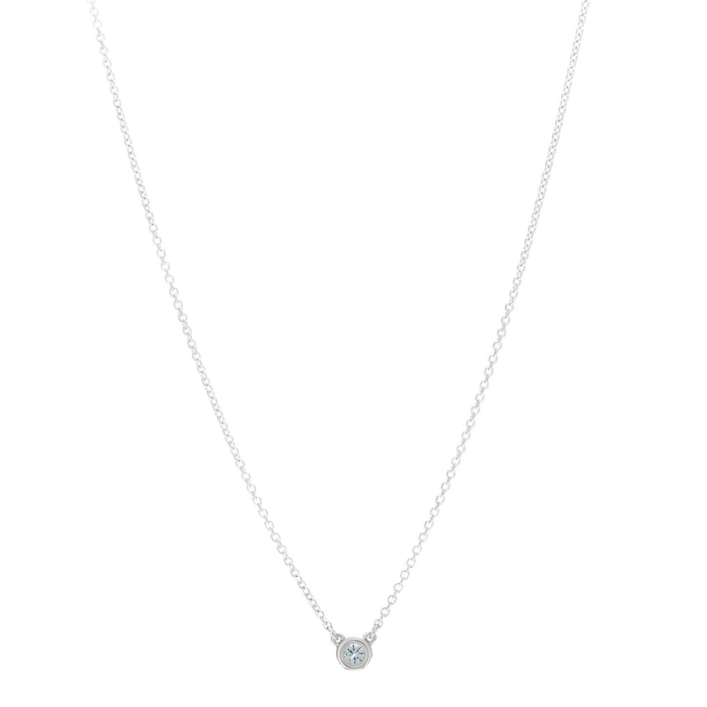 Sterling Silver Aquamarine .06ct Elsa Peretti Color by the Yard Pendant Necklace