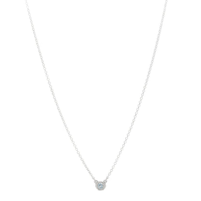 Tiffany Sterling Silver Aquamarine .06ct Elsa Peretti Color by the Yard Pendant Necklace 1 of 5