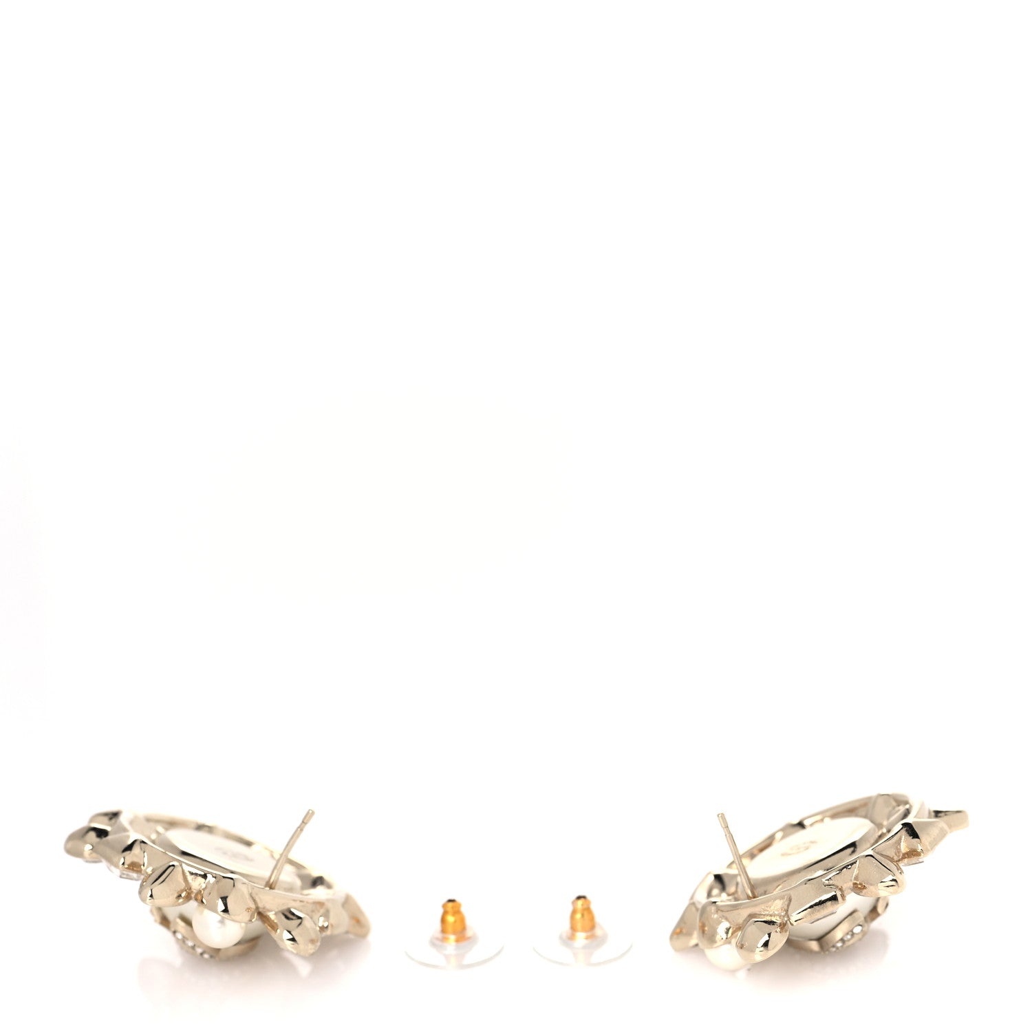 Chanel Pearl Crystal CC Round Earrings Gold 3 of 5